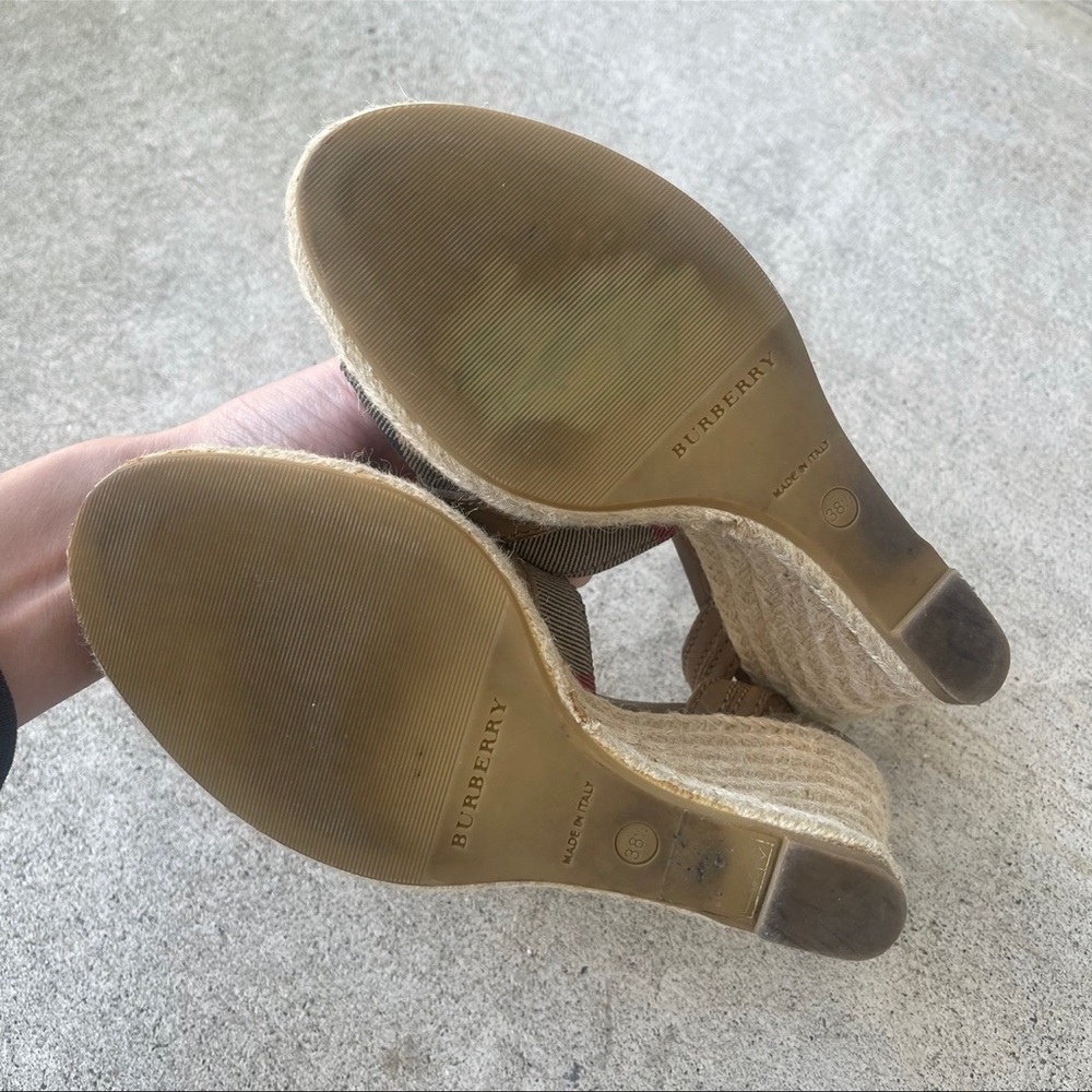 Y2K Burberry Classic Leather Wedge Summer Sandal Women’s 38.5 (8) - Picture 9 of 9